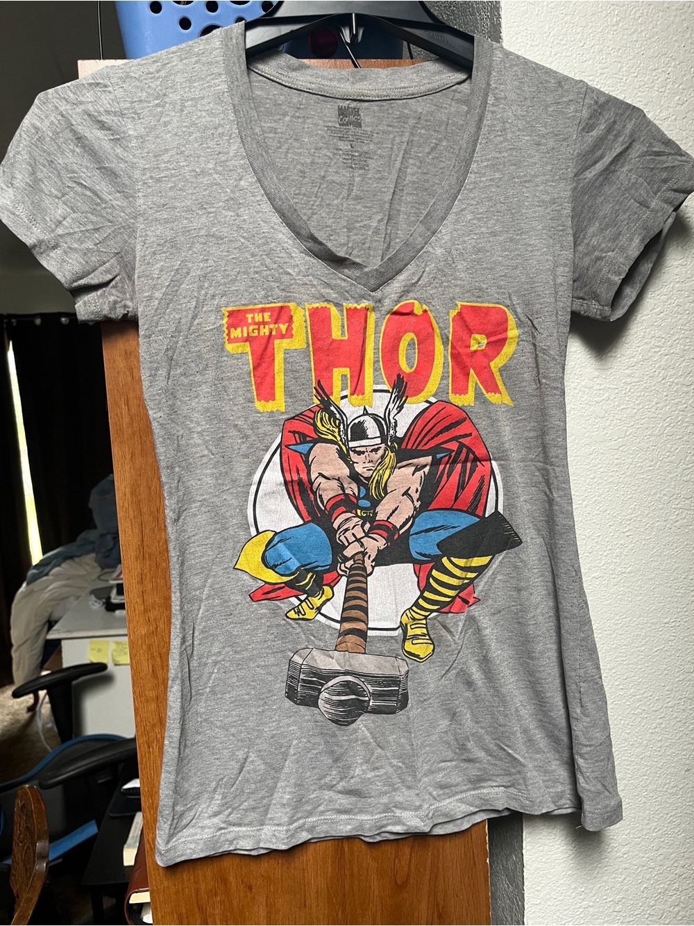 Marvel Gray Heather Crewneck Tee with Subtle Inner Neck Print